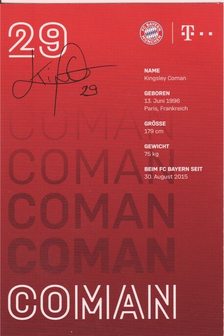 Autogramm Fussball | FC Bayern München | 2020 Druck | Kingsley COMAN