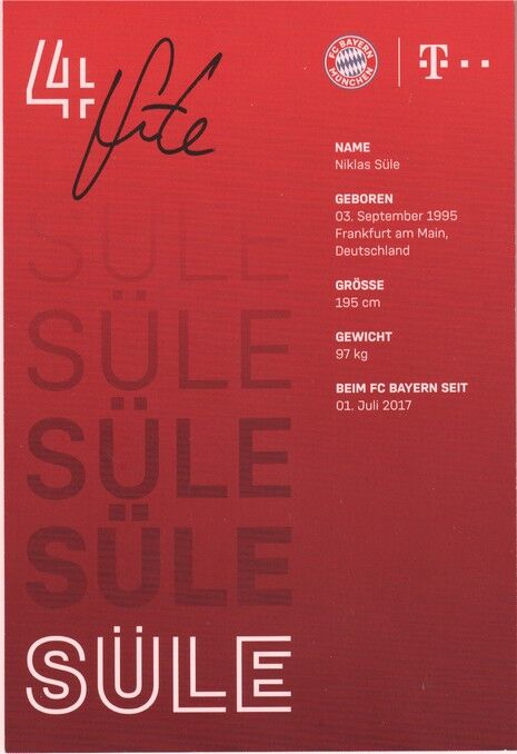 Autogramm Fussball | FC Bayern München | 2020 Druck | Niklas SÜLE