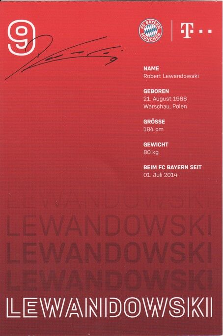 Autogramm Fussball | FC Bayern München | 2020 Druck | Robert LEWANDOWSKI