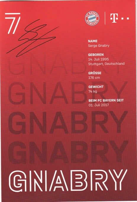 Autogramm Fussball | FC Bayern München | 2020 Druck | Serge GNABRY