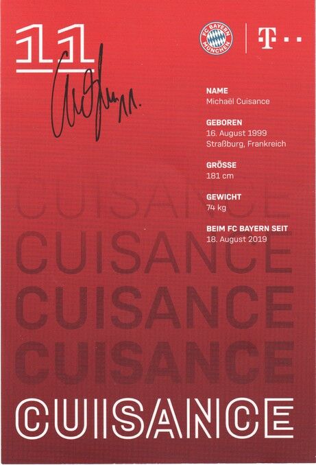 Autogramm Fussball | FC Bayern München | 2020 Druck | Michael CUISANCE