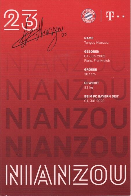 Autogramm Fussball | FC Bayern München | 2020 Druck | Tanguy NIANZOU
