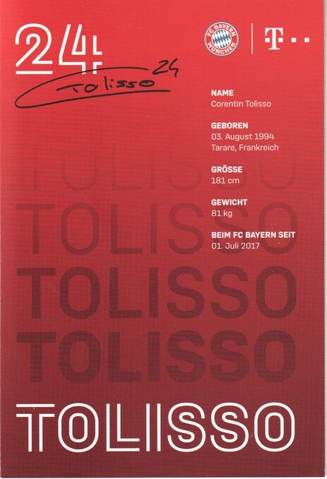 Autogramm Fussball | FC Bayern München | 2020 Druck | Corentin TOLISSO
