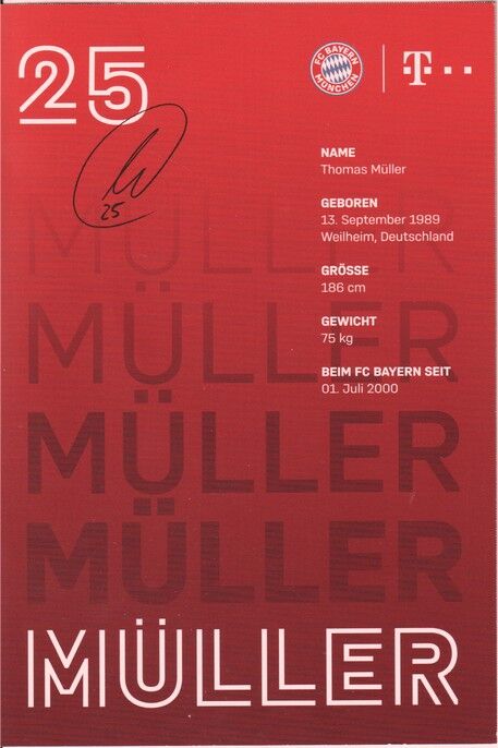 Autogramm Fussball | FC Bayern München | 2020 Druck | Thomas MÜLLER