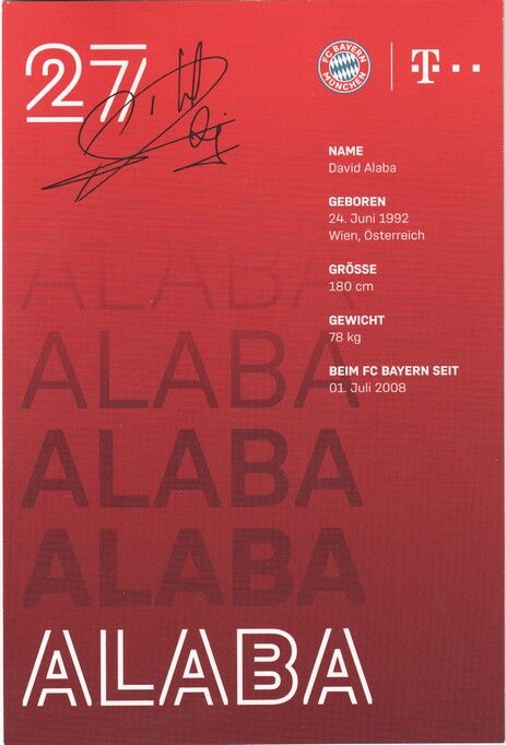 Autogramm Fussball | FC Bayern München | 2020 Druck | David ALABA