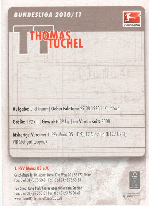 Autogramm Fussball | FSV Mainz 05 | 2010 | Thomas TUCHEL