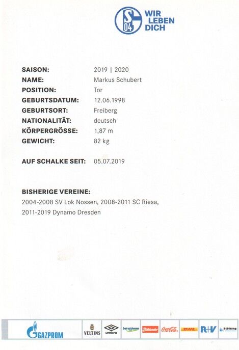 Autogramm Fussball | FC Schalke 04 | 2019 | Markus SCHUBERT