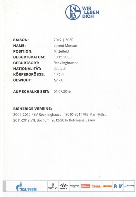 Autogramm Fussball | FC Schalke 04 | 2019 | Levent MERCAN