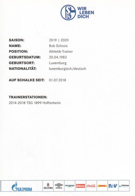 Autogramm Fussball | FC Schalke 04 | 2019 | Bob SCHOOS