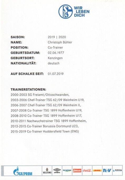 Autogramm Fussball | FC Schalke 04 | 2019 | Christoph BÜHLER