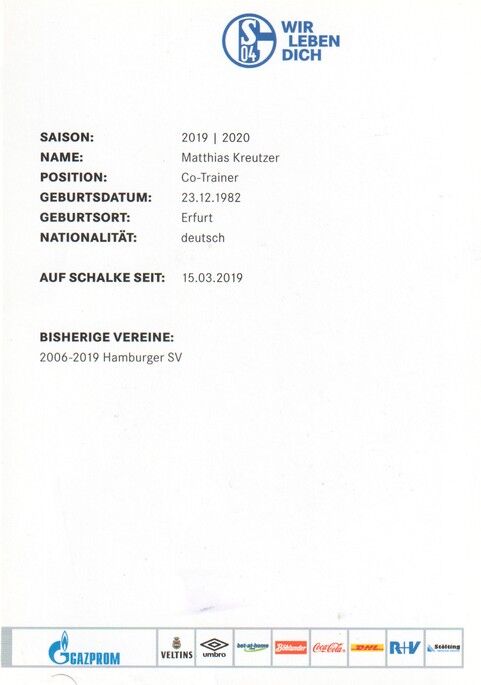 Autogramm Fussball | FC Schalke 04 | 2019 | Matthias KREUTZER