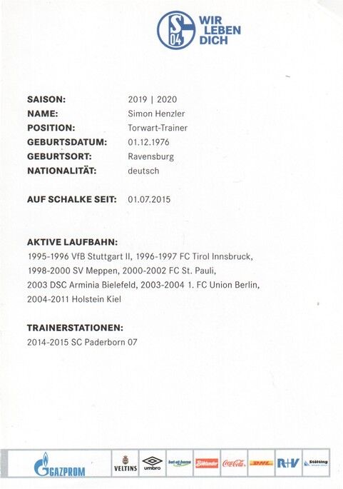 Autogramm Fussball | FC Schalke 04 | 2019 | Simon HENZLER
