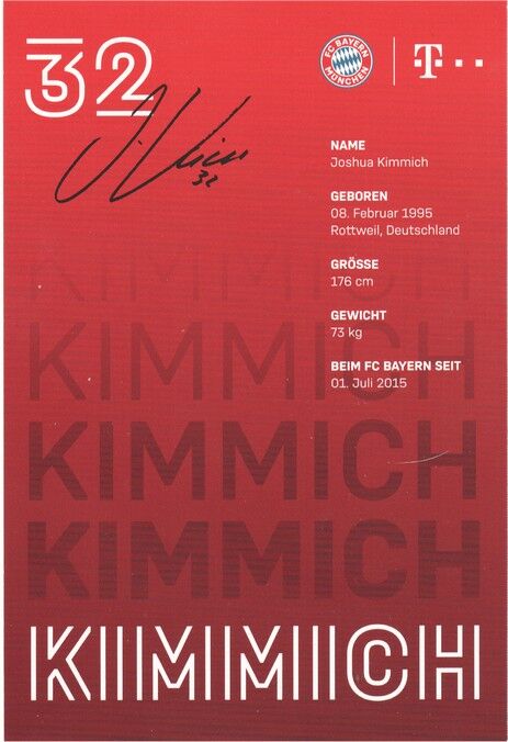 Autogramm Fussball | FC Bayern München | 2020 Druck | Joshua KIMMICH