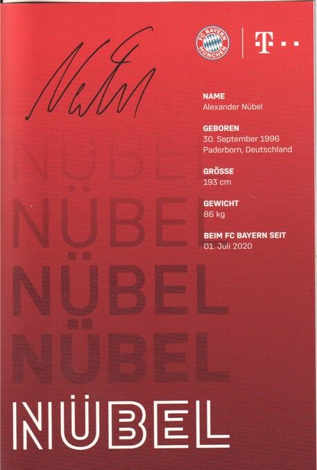 Autogramm Fussball | FC Bayern München | 2020 Druck | Alexander NÜBEL