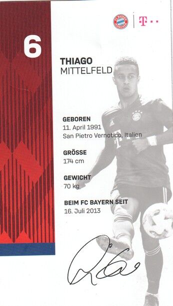 Autogramm Fussball | FC Bayern München | 2018 Druck | THIAGO