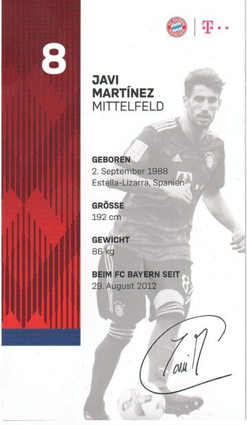 Autogramm Fussball | FC Bayern München | 2018 Druck | Javi MARTINEZ