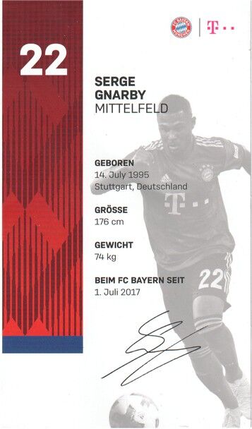 Autogramm Fussball | FC Bayern München | 2018 Druck | Serge GNABRY