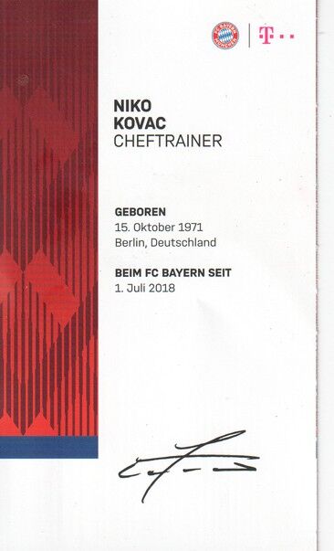 Autogramm Fussball | FC Bayern München | 2018 Druck | Niko KOVAC