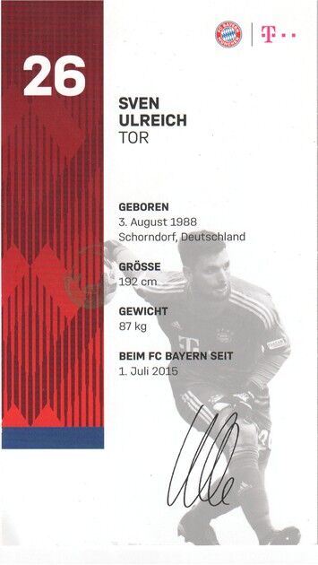 Autogramm Fussball | FC Bayern München | 2018 Druck | Sven ULREICH