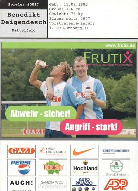Autogramm Fussball | Stuttgarter Kickers | 2007 | Benedikt DEIGENDESCH