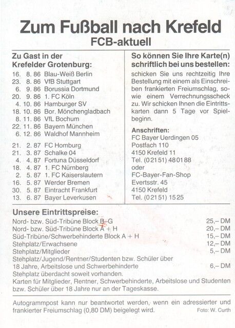Autogramm Fussball | KFC Uerdingen 05 | 1986 | Karl-Heinz FELDKAMP