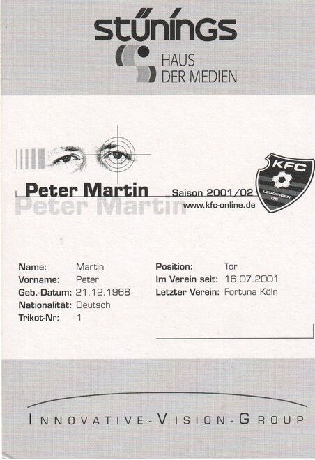 Autogramm Fussball | KFC Uerdingen 05 | 2001 | Peter MARTIN
