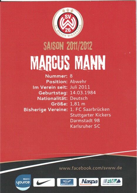 Autogramm Fussball | SV Wehen Wiesbaden | 2011 | Marcus MANN