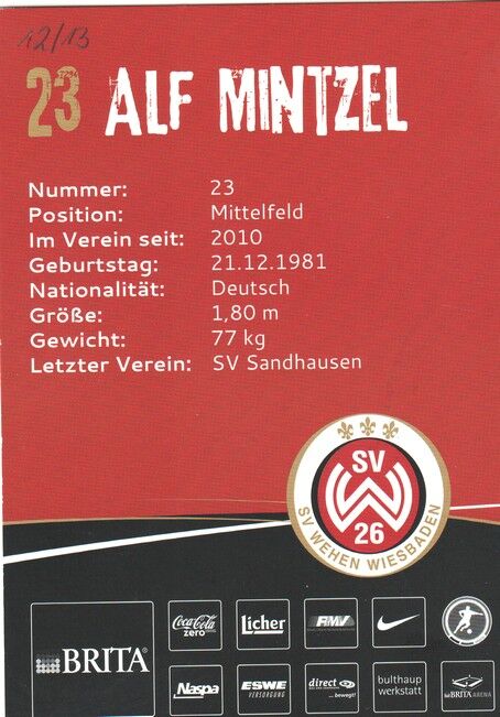 Autogramm Fussball | SV Wehen Wiesbaden | 2012 | Alf MINTZEL