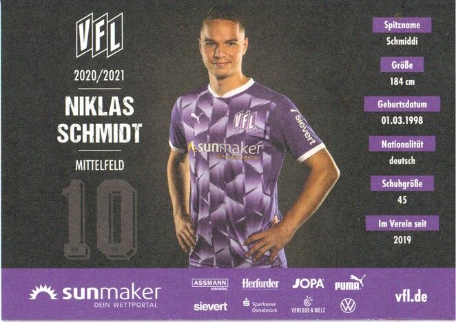 Autogramm Fussball | VfL Osnabrück | 2020 | Niklas SCHMIDT