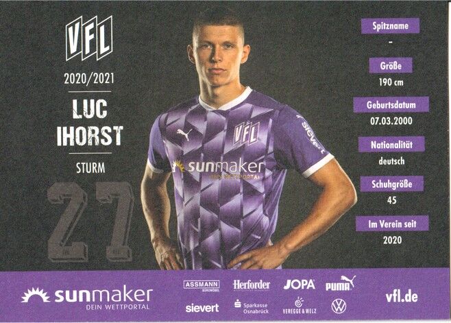Autogramm Fussball | VfL Osnabrück | 2020 | Luc IHORST