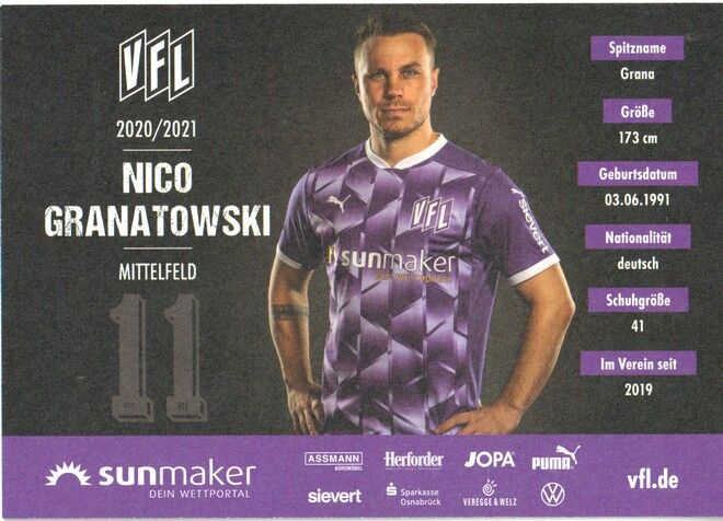 Autogramm Fussball | VfL Osnabrück | 2020 | Nico GRANATOWSKI