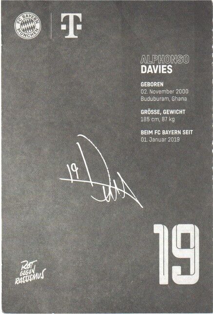 Autogramm Fussball | FC Bayern München | 2022 Druck | Alphonso DAVIES