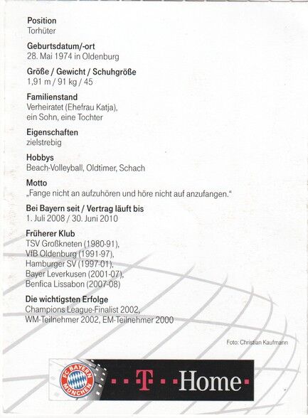 Autogramm Fussball | FC Bayern München | 2009 Druck | Jörg BUTT