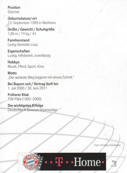 Autogramm Fussball | FC Bayern München | 2009 Druck | Thomas MÜLLER