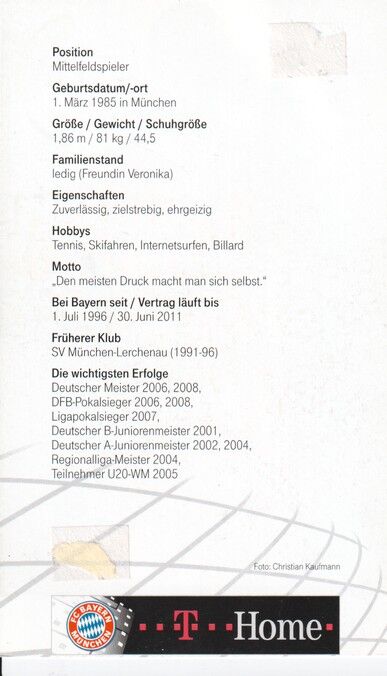 Autogramm Fussball | FC Bayern München | 2009 | Andreas OTTL