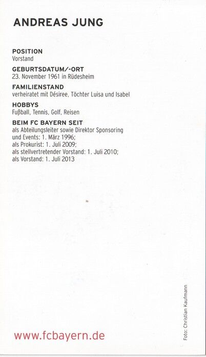 Autogramm Fussball | FC Bayern München | 2015 | Andreas JUNG