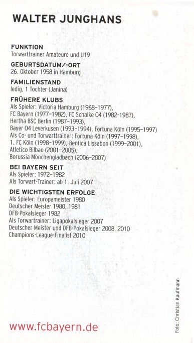 Autogramm Fussball | FC Bayern München | 2015 | Walter JUNGHANS
