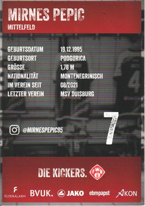 Autogramm Fussball | Würzburger Kickers | 2021 | Mirnes PEPIC