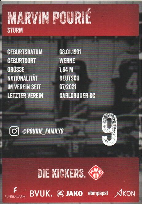 Autogramm Fussball | Würzburger Kickers | 2021 | Marvin POURIE