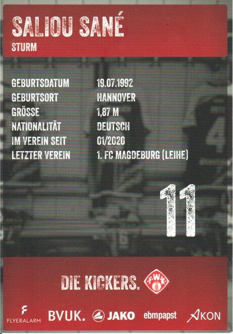 Autogramm Fussball | Würzburger Kickers | 2021 | Saliou SANE