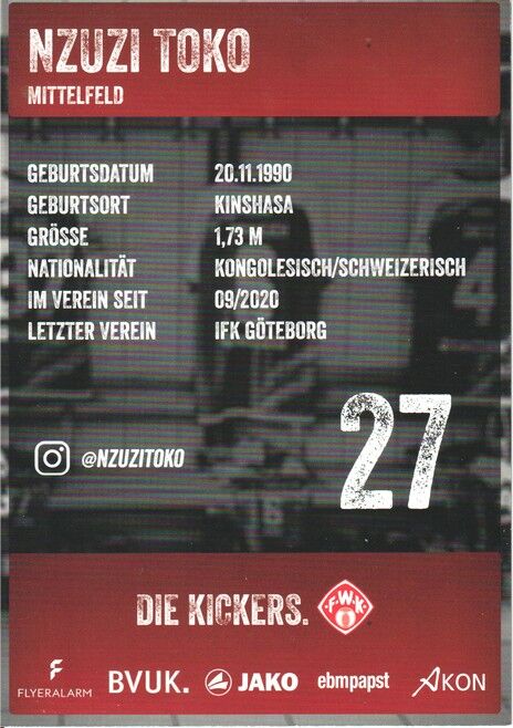 Autogramm Fussball | Würzburger Kickers | 2021 | Nzuzi TOKO