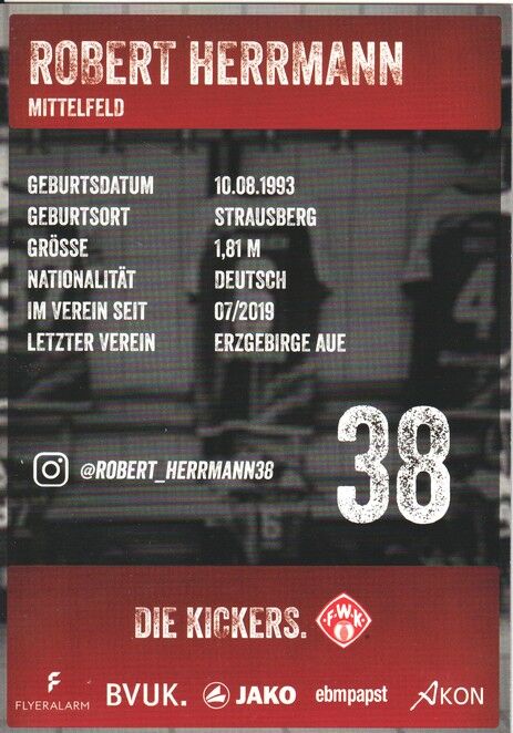 Autogramm Fussball | Würzburger Kickers | 2021 | Robert HERRMANN