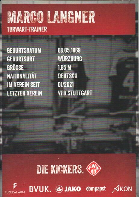 Autogramm Fussball | Würzburger Kickers | 2021 | Marco LANGNER