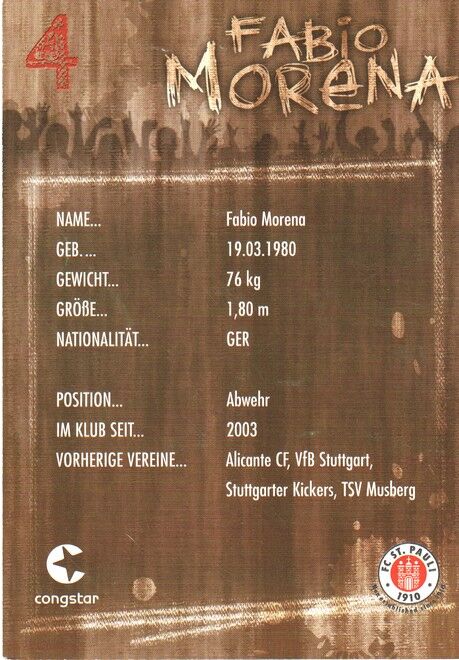 Autogramm Fussball | FC St. Pauli | 2007 | Fabio MORENA