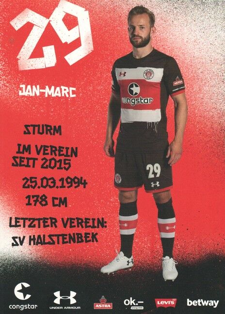 Autogramm Fussball | FC St. Pauli | 2017 | Jan-Marc SCHNEIDER