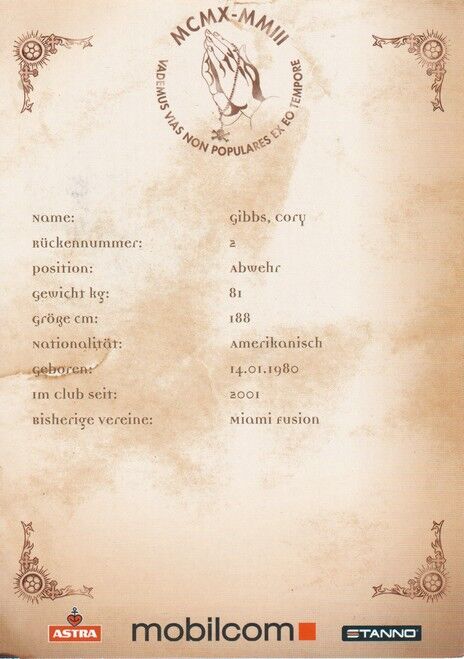 Autogramm Fussball | FC St. Pauli | 2003 | Cory GIBBS