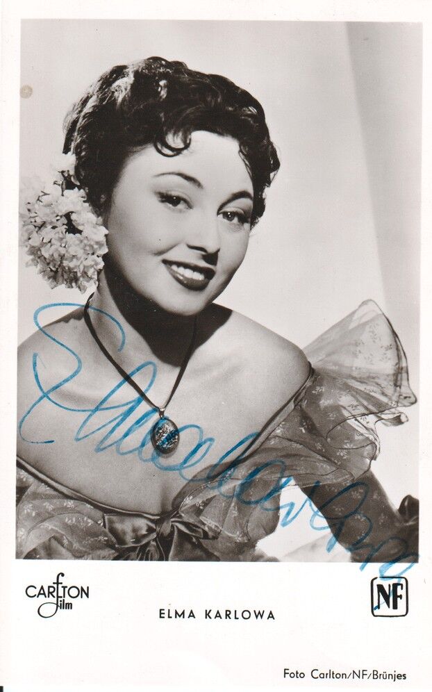 Autogramm Film | Elma KARLOWA | 1955 "Dieses Lied" (Portrait SW Carlton)