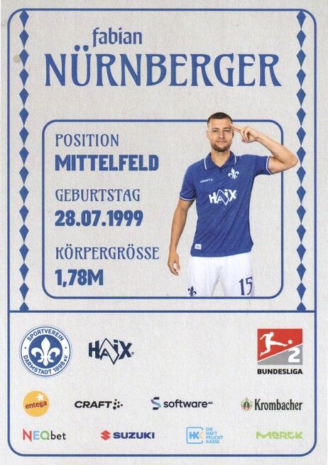 Autogramm Fussball | SV Darmstadt 98 | 2025 | Fabian NÜRNBERGER