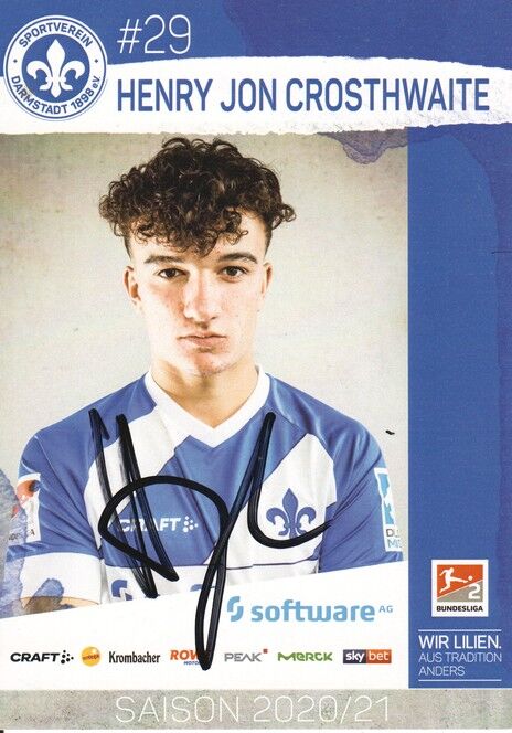 Autogramm Fussball | SV Darmstadt 98 | 2020 | Henry Jon CROSTHWAITE