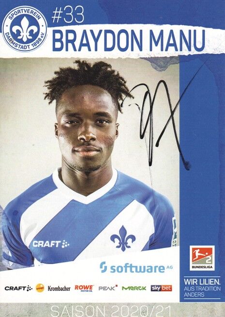 Autogramm Fussball | SV Darmstadt 98 | 2020 | Braydon MANU